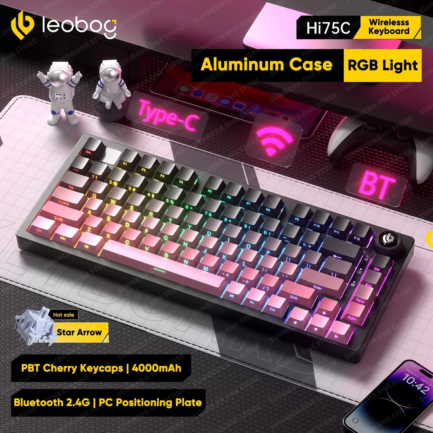 Leobog Hi75C Pro Wireless Mechanical Keyboard – 75% Layout, RGB, BT & 2.4G Wired