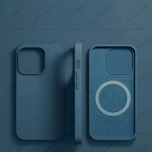 For Apple iPhone 16 15 14 13 Pro Max Plus For Magsafe Luxury Magnetic Liquid Silicone Case Shockproof Wireless Charge Soft