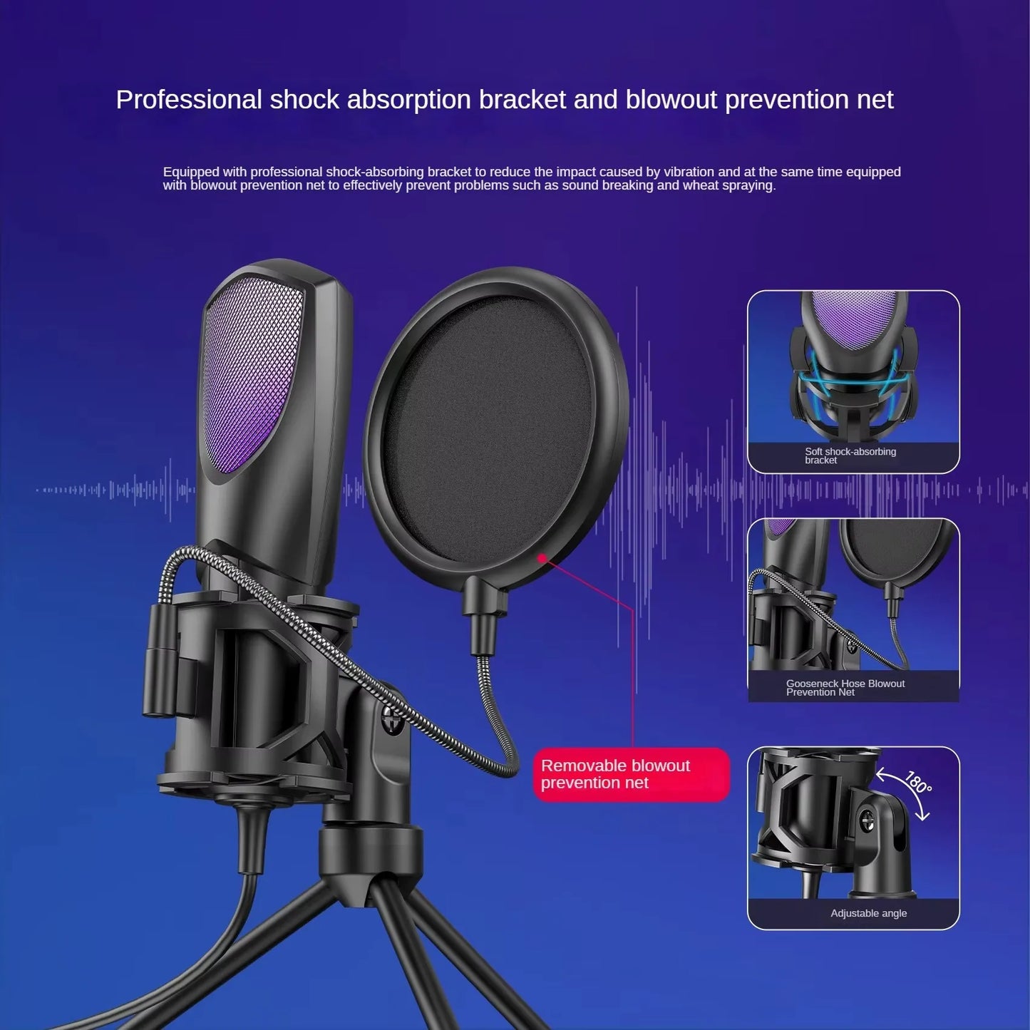 Condenser Desktop USB Microphone – Vertical RGB Mic for Live Streaming, Gaming, Karaoke & Video Conferencing