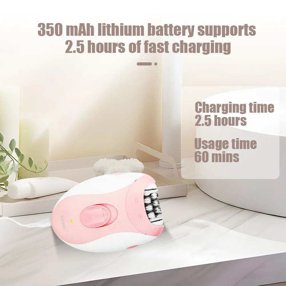 KEMEI 189B 3-in-1 Electric Epilator – Fast Charging Waterproof USB for Women