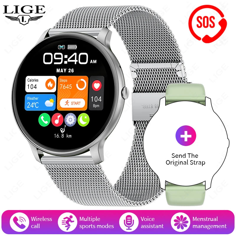 LIGE Smart Watch Women Men Bluetooth Call Sports Fitness Heart Rate Health Monitor Smartwatch Ladies For Android iOS