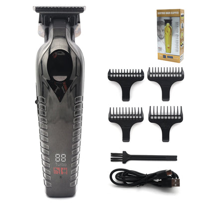 Zero Gapped Hair Trimmer – DLC T-Blade, LED Display, Low Noise, Cordless