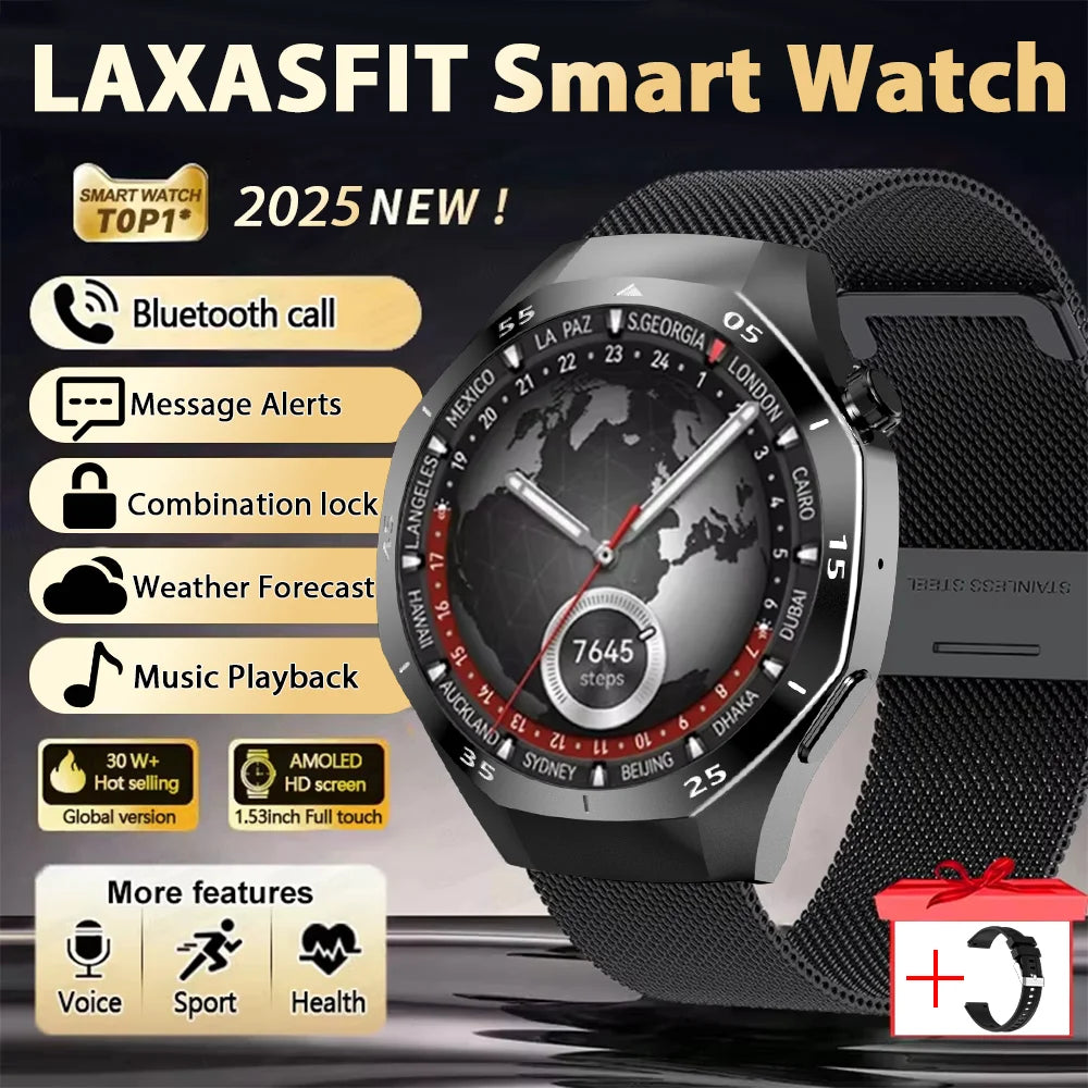 LAXASFIT 2025 New Smart Watch Men's 1.52 HD Screen Bluetooth Talk Heart Rate Monitor Men Women NFC Outdoor Sports