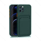 Luxury Silicone Card Holder Wallet Case For iPhone 15 14 13 12 11 Pro Max Plus Shockproof Phone Slot Cover Accessories
