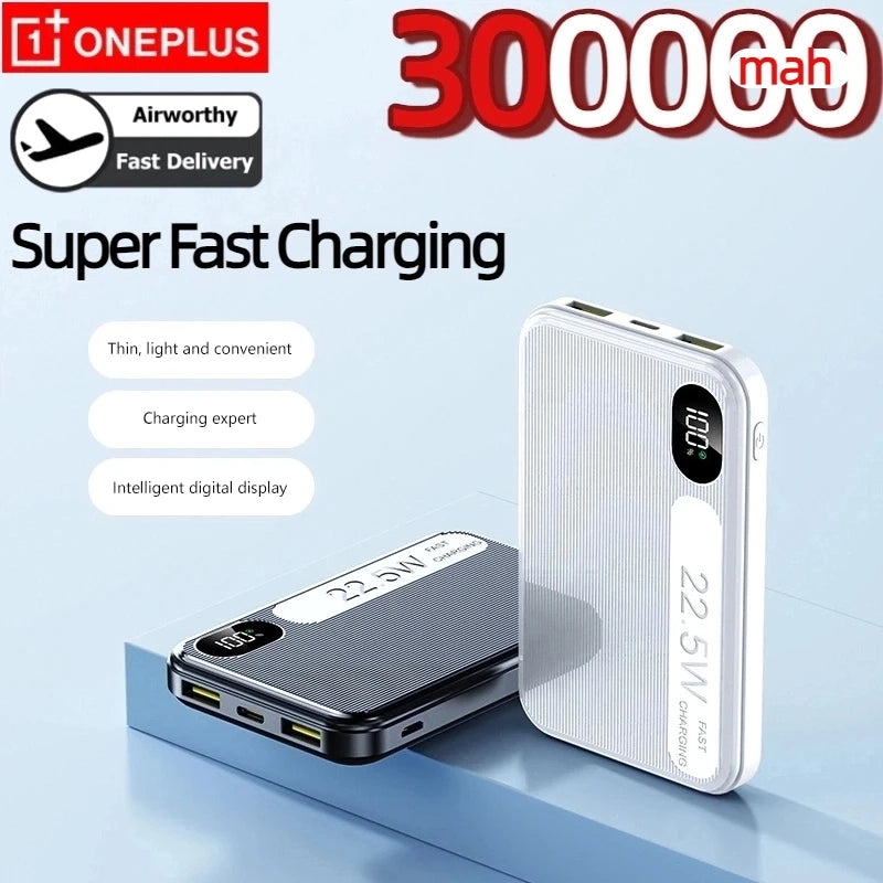 OnePlus Mini Power Bank 30000mAh Large Capacity Fast With Built-in 3 Cables Battery For IPhone Samsung Huawei