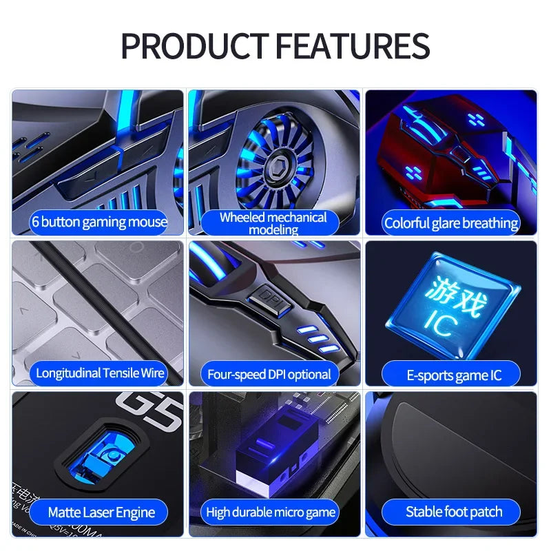 Original G5 Wired Mouse Backlit High Precision 6-Button Macro Programming Gaming Mechanical Mouse