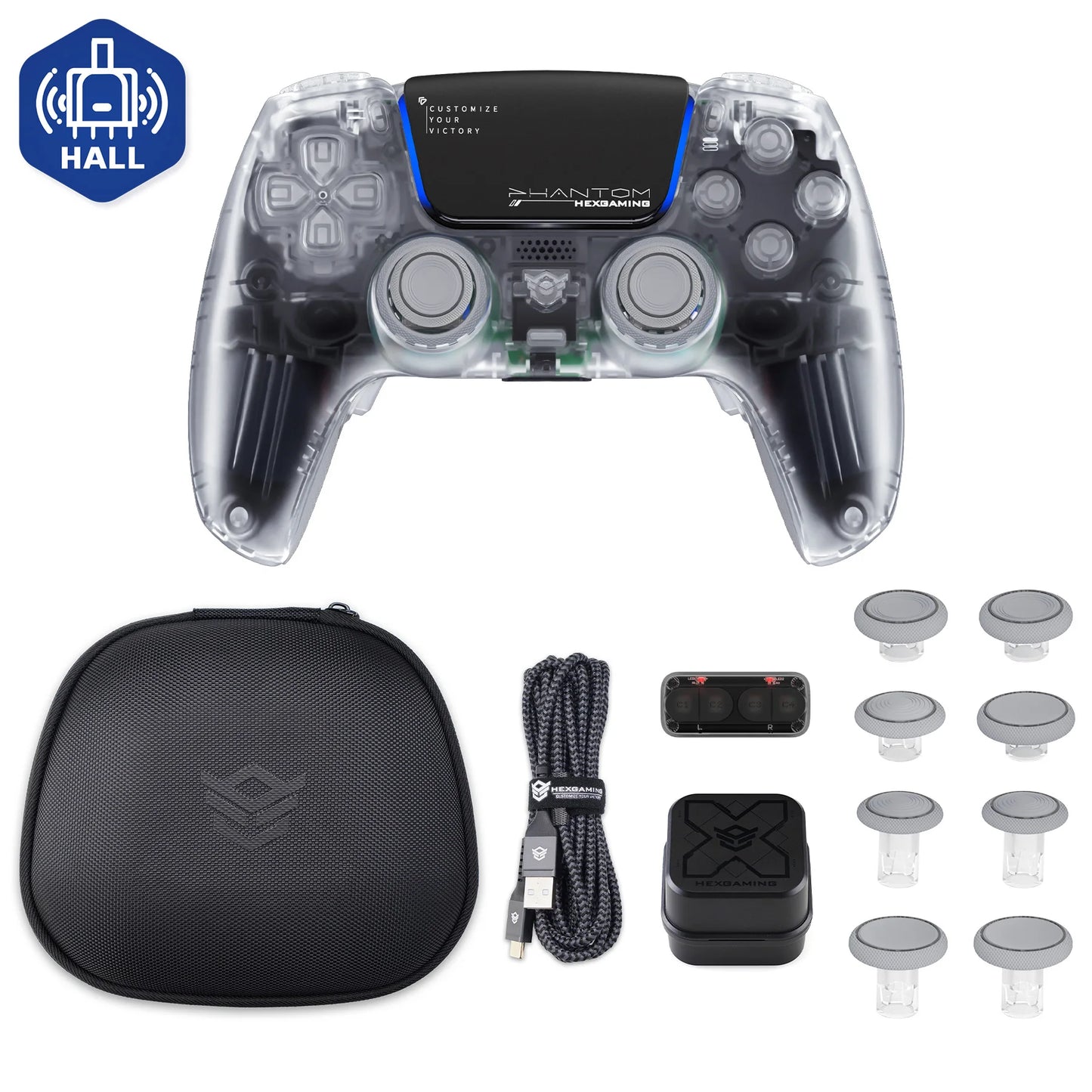 HEXGMING PHANTOM Wireless Bluetooth Hall Joystick Controller for PS5, PC & Steam