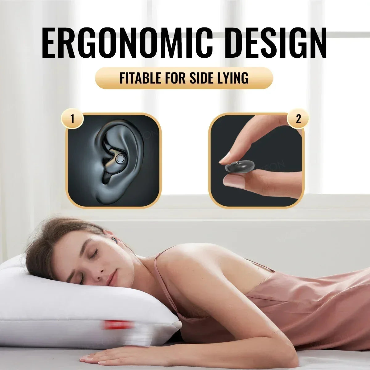 Invisible Sleep Wireless Earphone TWS Bluetooth 5.3 Hidden IPX5 Waterproof Noise Reduction Sports