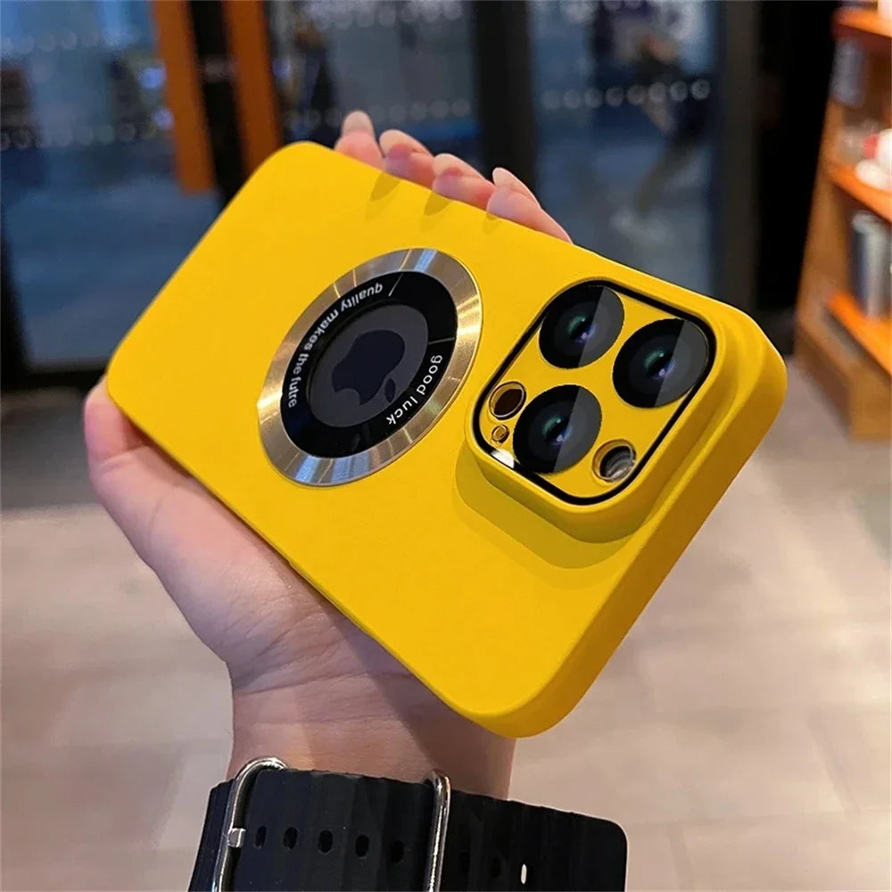 Luxury Frosted Solid Color Case For iPhone 17 16 Pro Max 17 Air 11 12 13 14 15 Plus For Magsafe Magnetic Camera Protection Cover