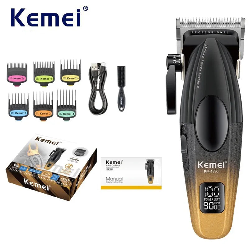 Kemei Professional Barber Clipper – Cordless, Metal Body, 9000RPM
