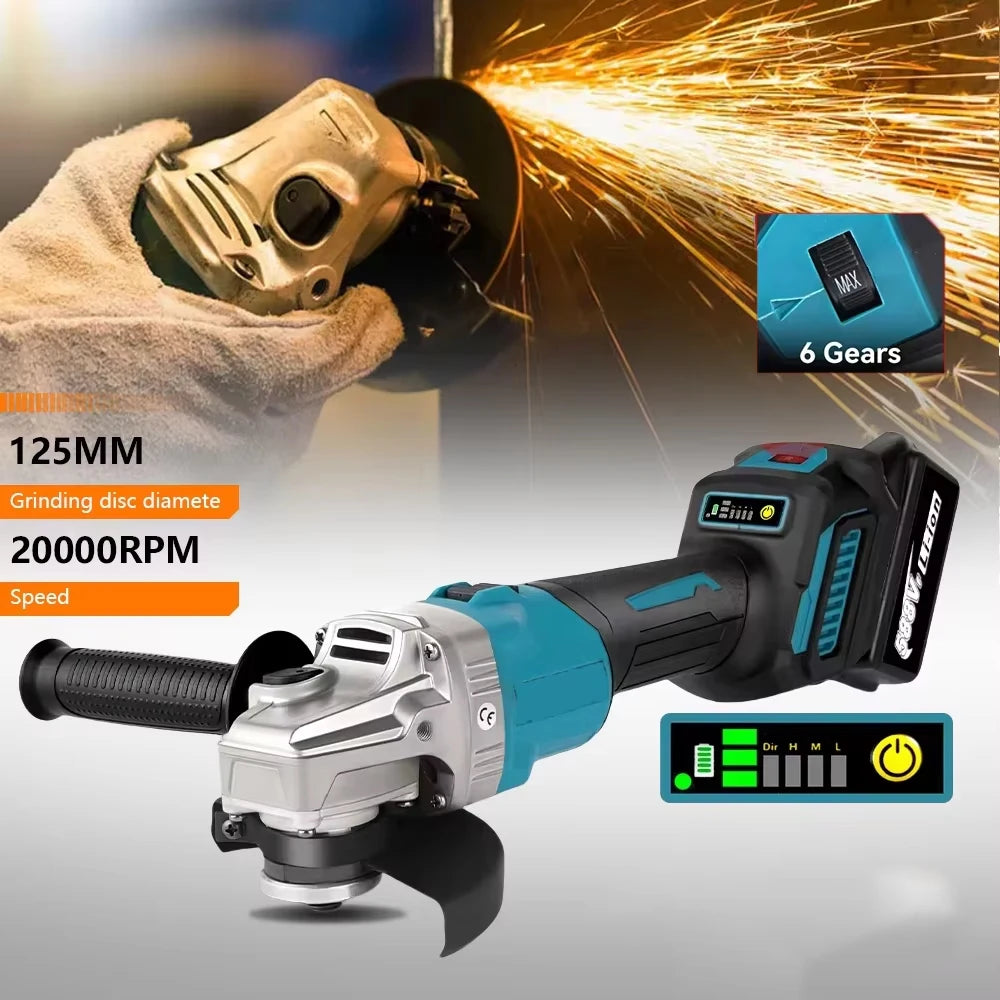 125mm Brushless Angle Grinder Cordless Electric Angle Grinder Power Tool Polishing Cutting Machine for Makita 18V Battery