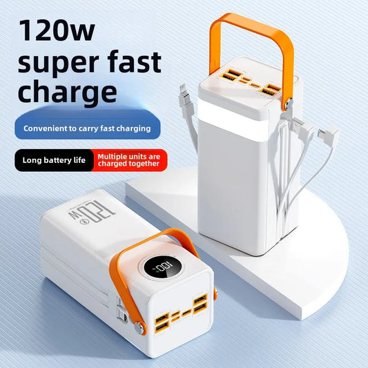 Super Fast Charging 160,000 MAh Power Bank Comes with Line Outdoor Camping Large Capacity BCAK Mobile Power Supply 50000mah