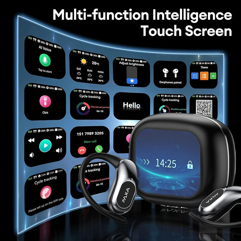 PAXA OpenAirUltra AI OWS Translation Earphones 100+ languages Stereo Touch Display Multi ENC Call AI Chat