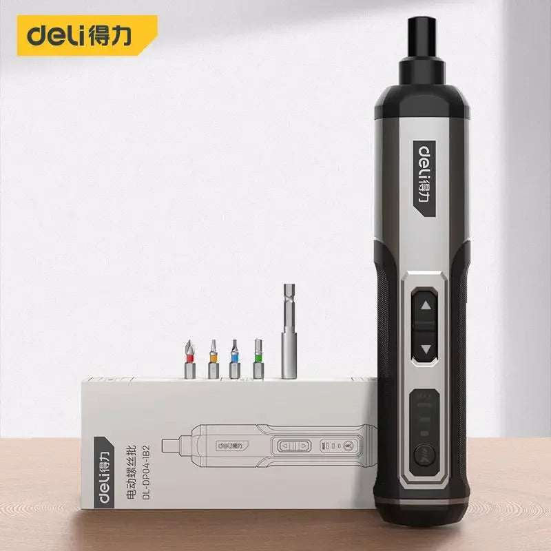 Deli Electric Screwdriver 3-Speed Large Torque Cordless 2000mAh Battery Drill 4V Power Tools Set