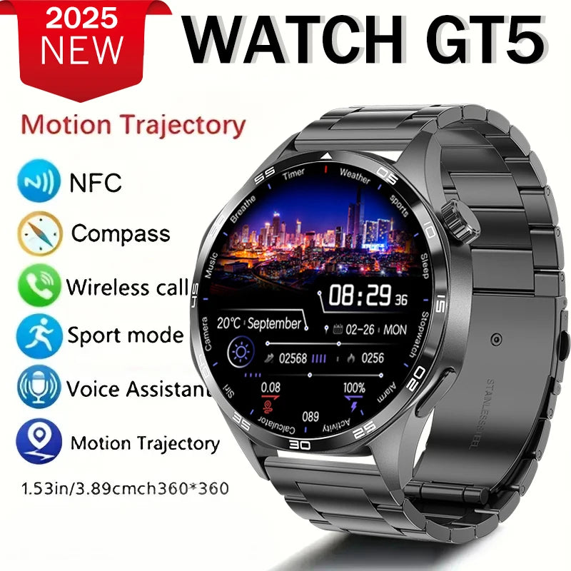 For Huawei WATCH GT5pro 2025 new men's watch Bluetooth call AI voice 100+ sports mode ip68 waterproof heart rate monitoring NFC