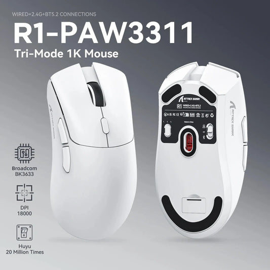 R1 Superlight Bluetooth & 2.4G Wireless Gaming Mouse – PixArt PAW3311 Sensor