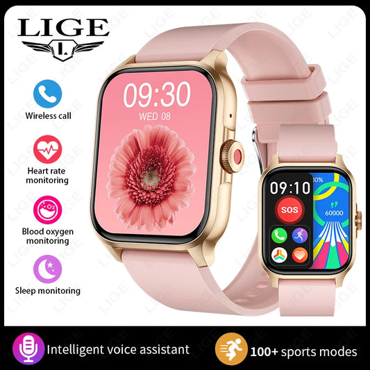 LIGE New 2025 With Flashlight Waterproof Smartwatch Men Bluetooth Calling  Women Multiple Sports Modes Man