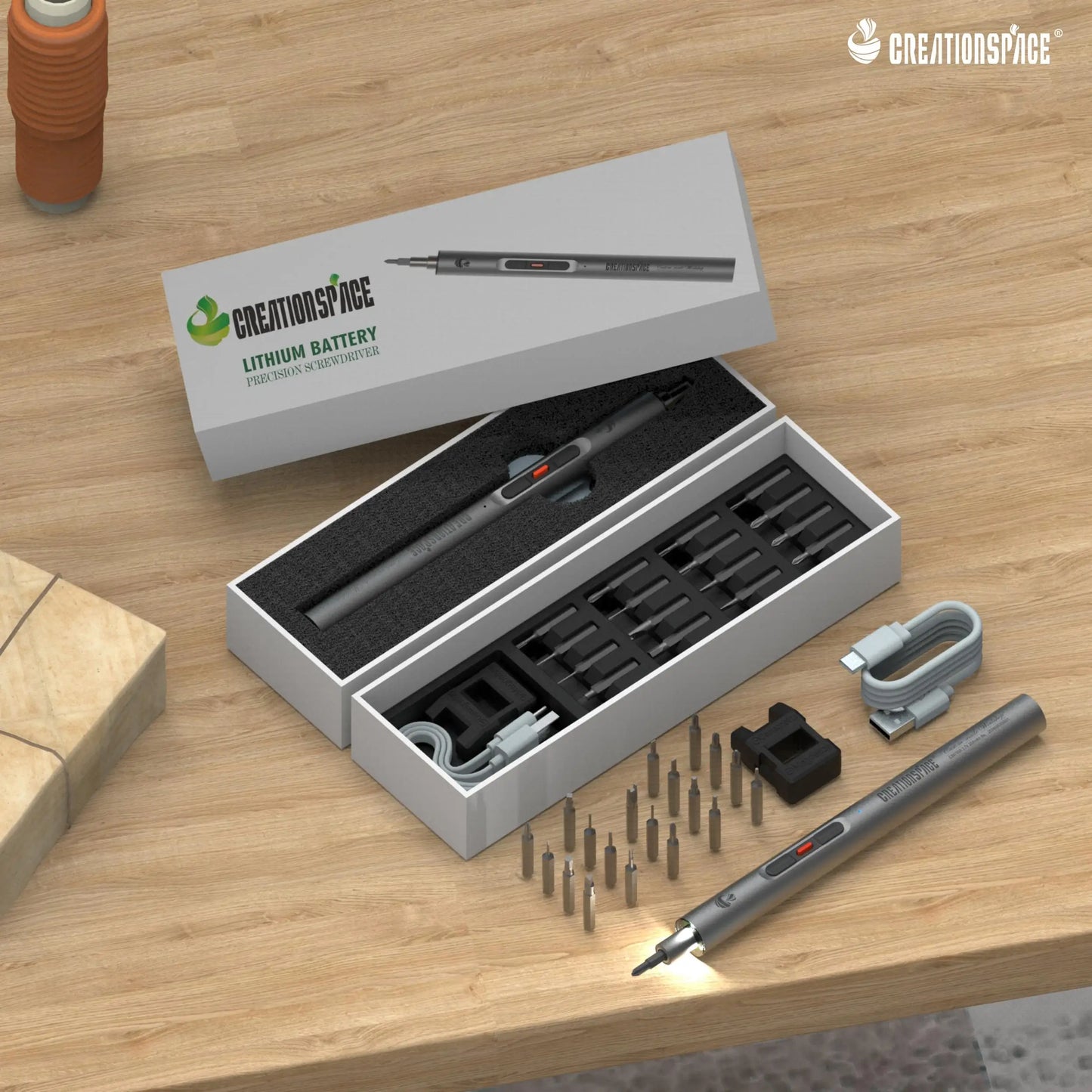 CreationSpace 23-in-1 Mini Cordless Electric Screwdriver – Precision Magnetic Repair Kit for iPhone & PC