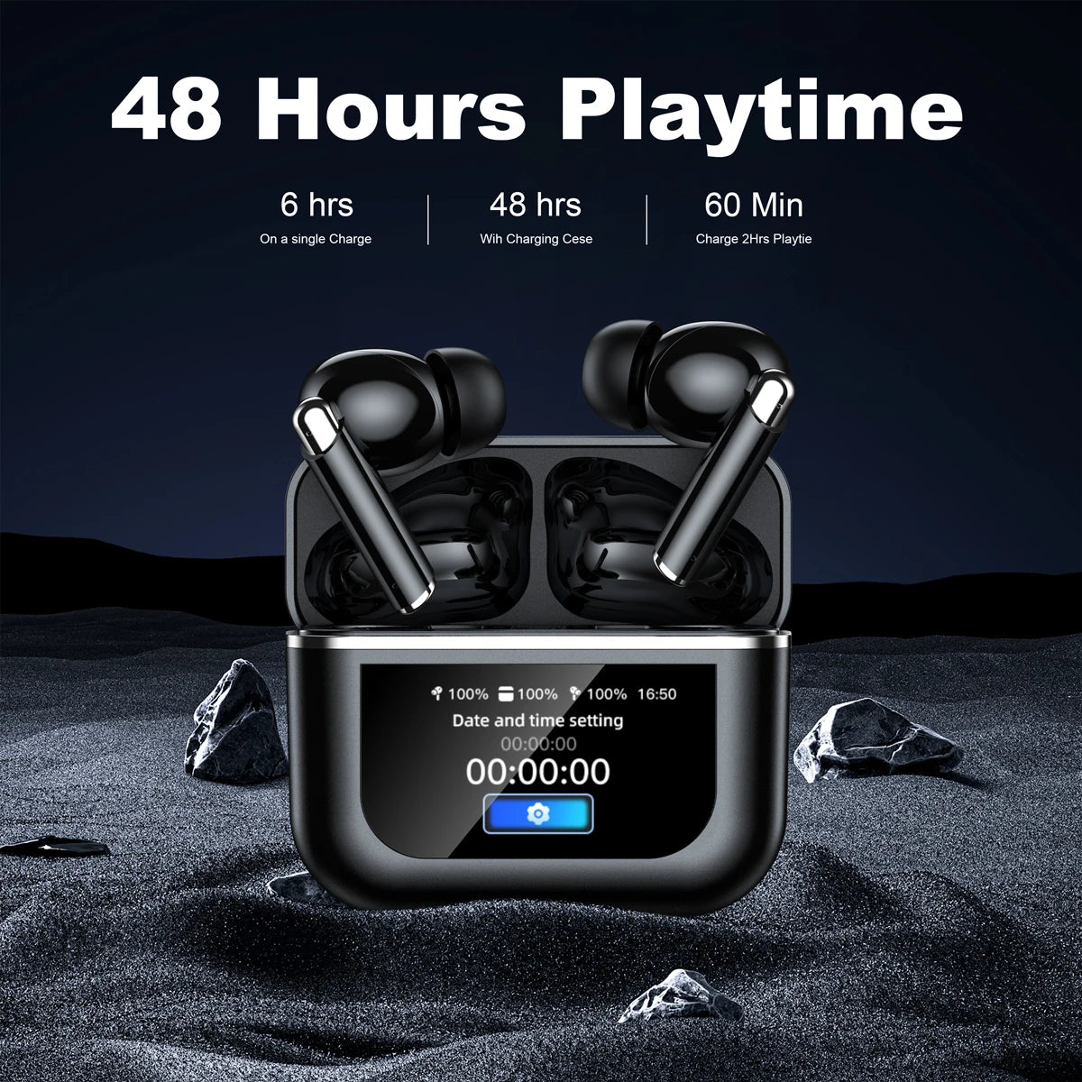 Bluetooth Headphones 5.3 Wireless Sports Headphones Anc+Enc Active Noise-Cancelling Wireless Earbuds Advanced Music Headphones
