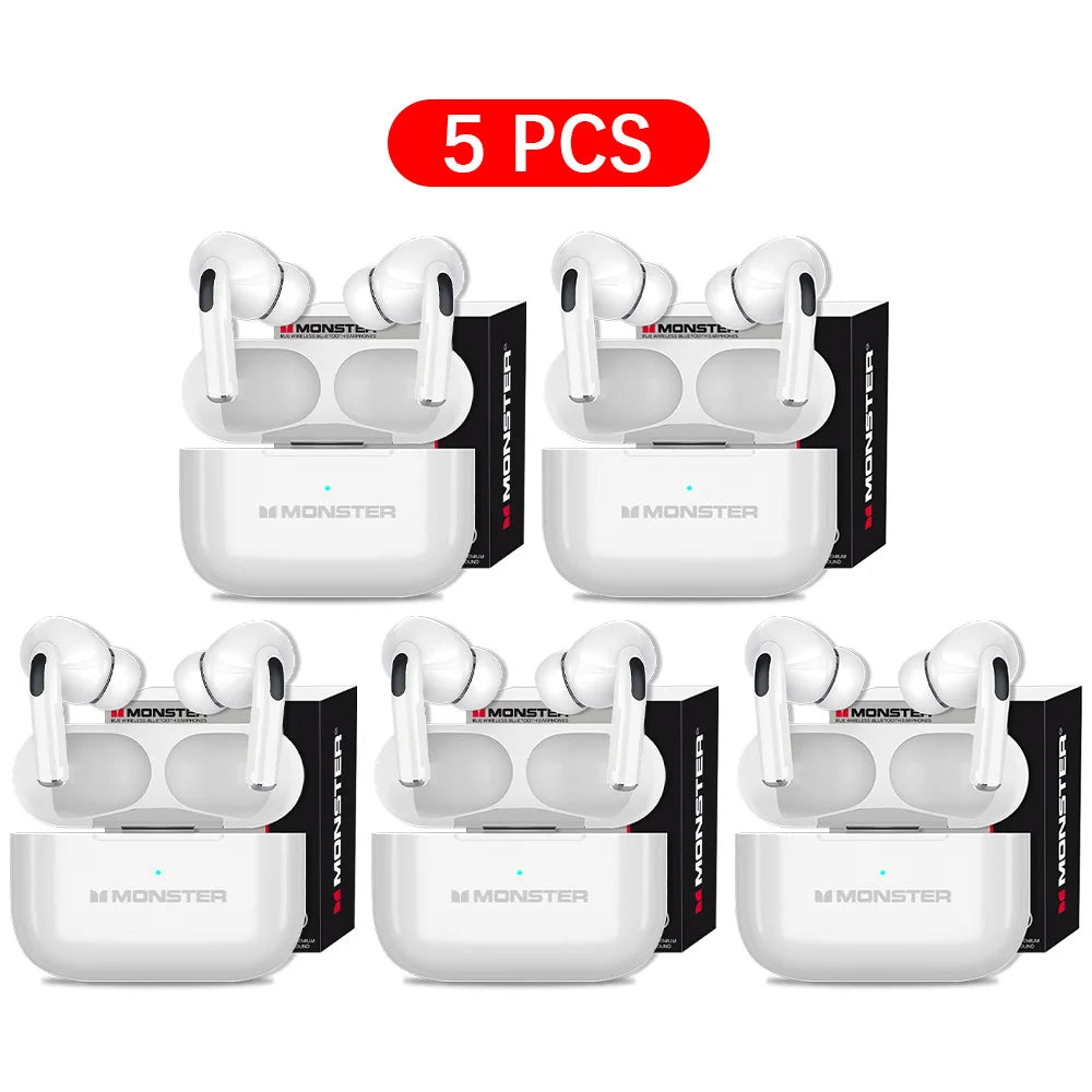 MONSTER Wireless Bluetooth 5.3 Earphones LCD Touch Screen Headphones ANC Noise Reduction Headset Built In HD Mic  Music Earbuds