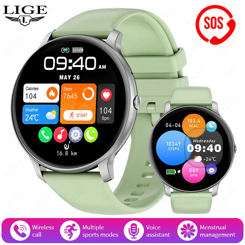 LIGE Smart Watch Women Men Bluetooth Call Sports Fitness Heart Rate Health Monitor Ladies For Android iOS