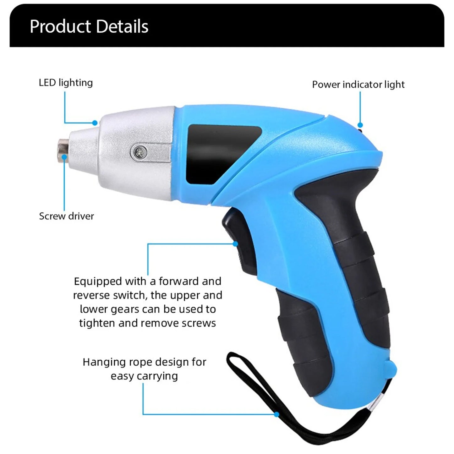 JANGKLIFE 3.6V Cordless Electric Screwdriver – Rechargeable 1300mAh Mini Drill Power Tool for Home DIY