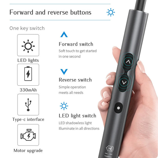 28-in-1 Mini Electric Screwdriver – USB Rechargeable with N20 Motor & Shadowless LED Light