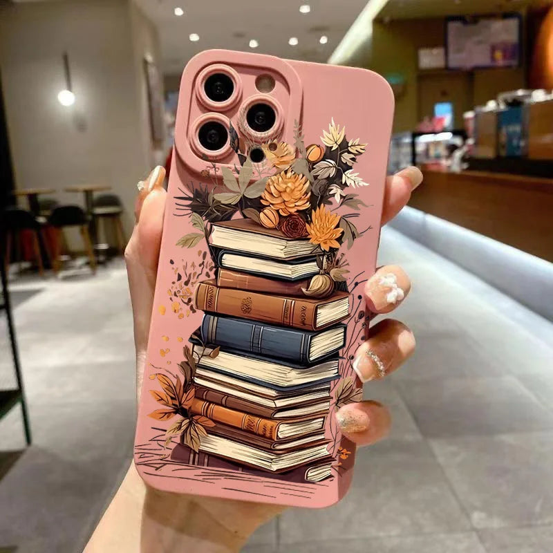 Creative Beautiful Book Pattern Phone Case For iPhone 11 12 13 14 15 16 17 Air Pro Max 16E 7 8 Plus X XR XS SE2 Shockproof