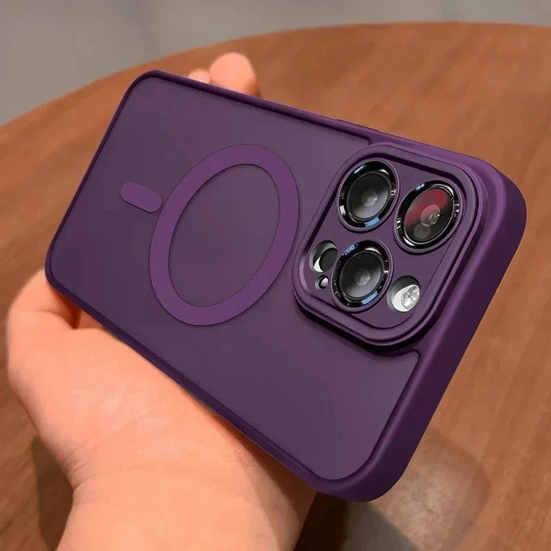 Original Case For iPhone 17 Air 16 15 14 13 12 11 Pro Max Plus For Magsafe Magnetic Wireless Charge Lens Protector Matte