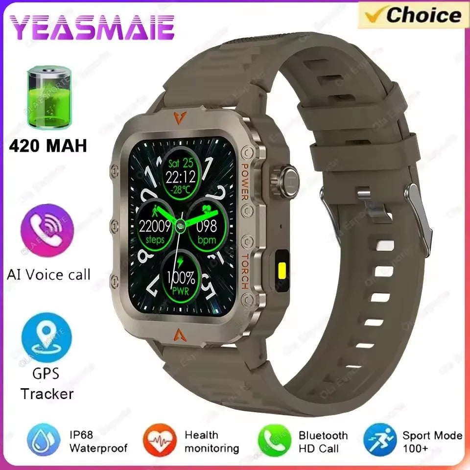 New for Outdoor Smartwatch Military  Men with Led Lighting Bluetooth Call Fitness Heart Rate