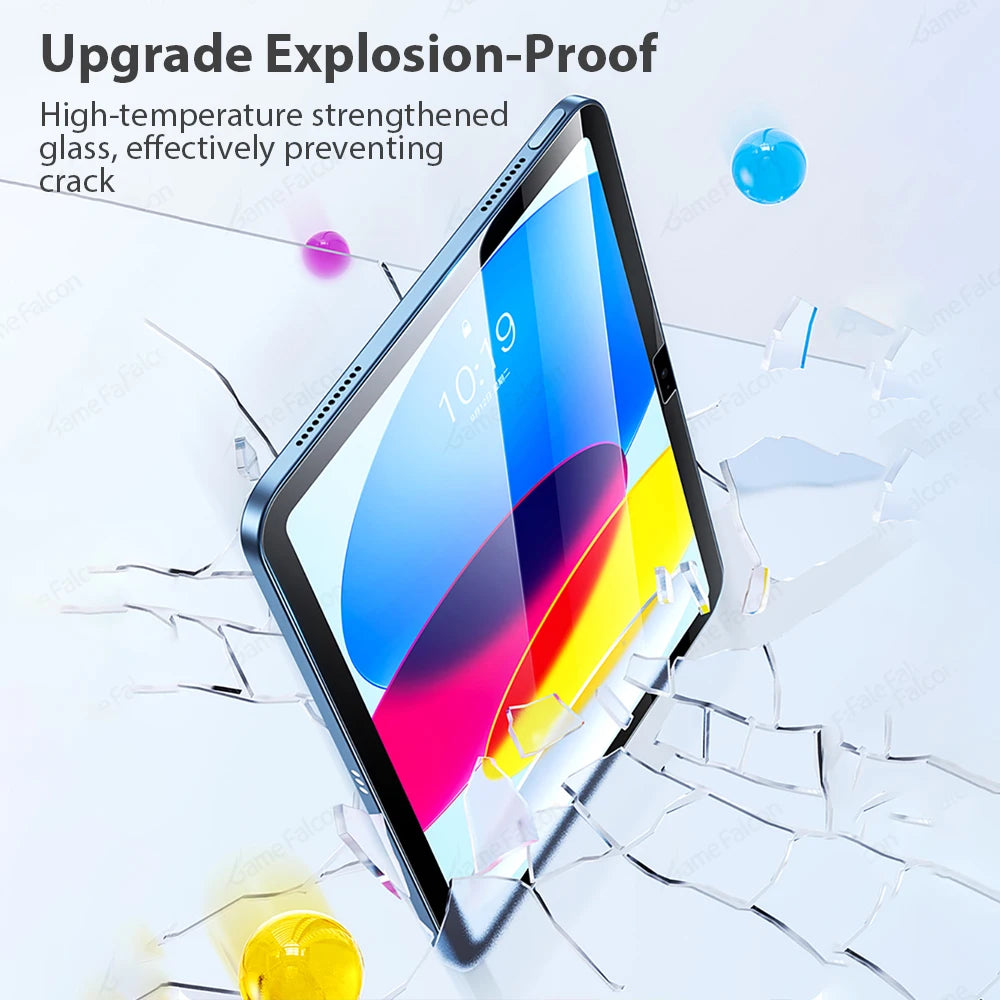 For Ipad A16 10 9 9th 10th Generation Pro 13 M4 12.9 Tempered Glass Screen Protector For Ipad Air 11 M2 M3 5 4 3 2 Mini 6 7 Film