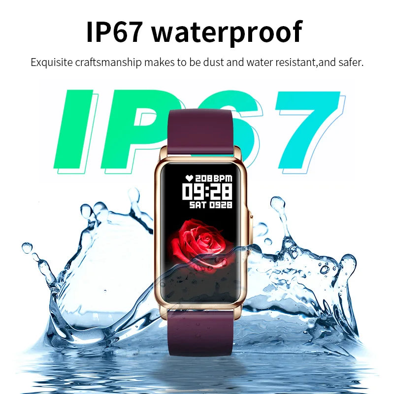 LIGE New Fashion Smart Watch Ladies Message Push Blood Pressure DIY Custom Dial Sports Bracelet Waterproof Men Women