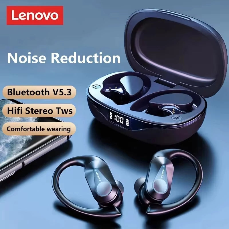 Ship From US Lenovo LP75 Bluetooth 5.3 Headphones Wireless Music LED Digital Display Noise Reduction Game New
