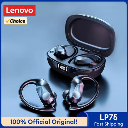 Ship From US Lenovo LP75 Bluetooth 5.3 Headphones Wireless Music LED Digital Display Noise Reduction Game New