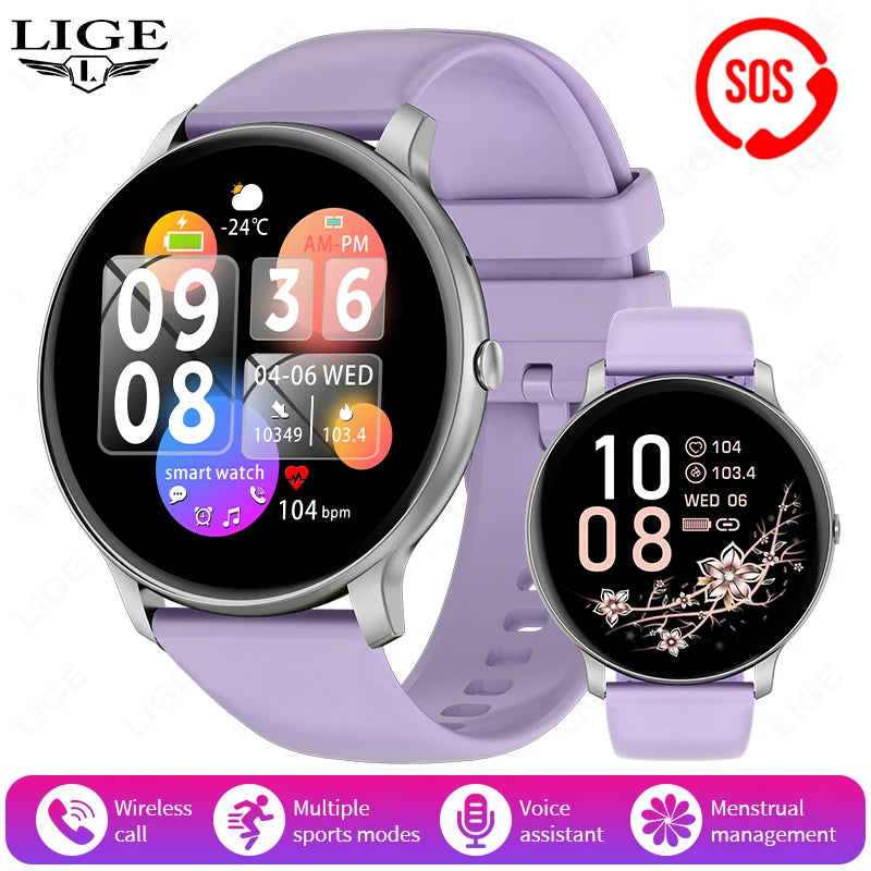LIGE Smart Watch Women Men Bluetooth Call Sports Fitness Heart Rate Health Monitor Ladies For Android iOS