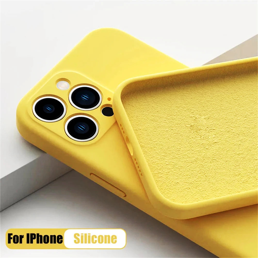 New Yellow iphone Case For Apple iPhone 16 15 14 13 12 11 Pro Max 12 13 Mini X XR XS SE 7 8 14 15 16 Plus Liquid Silicone