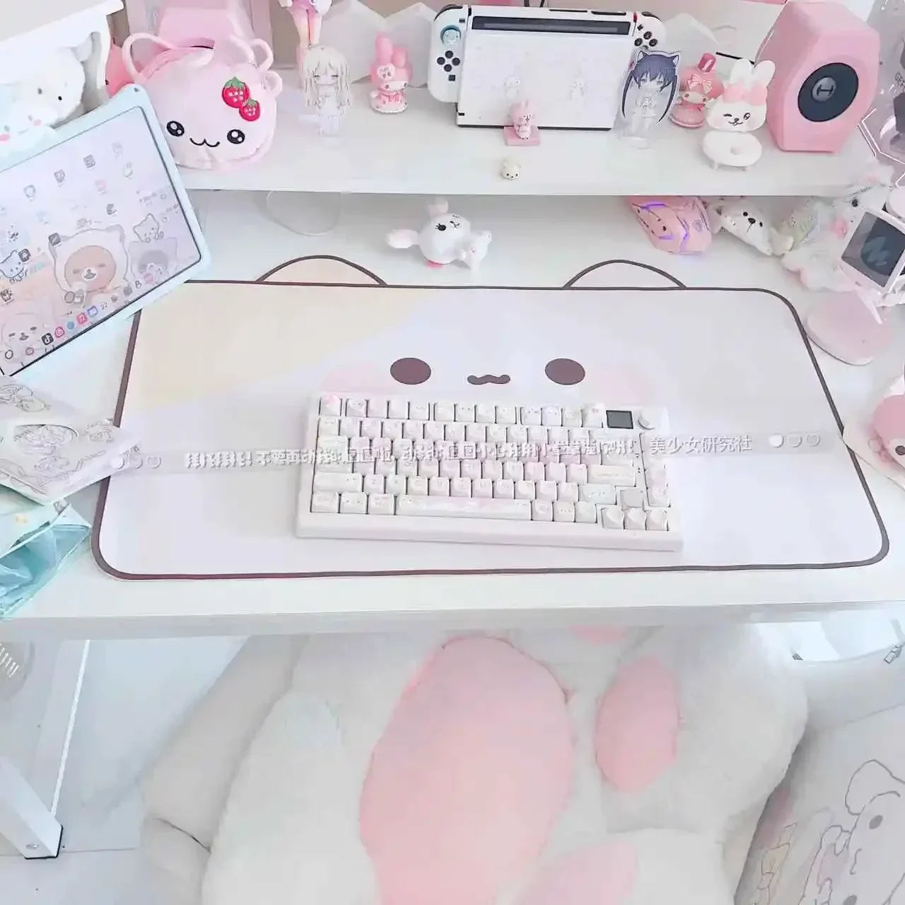 Kawaii Cute Ins Style Mouse Pad Original Cat Large Size Leather Waterproof