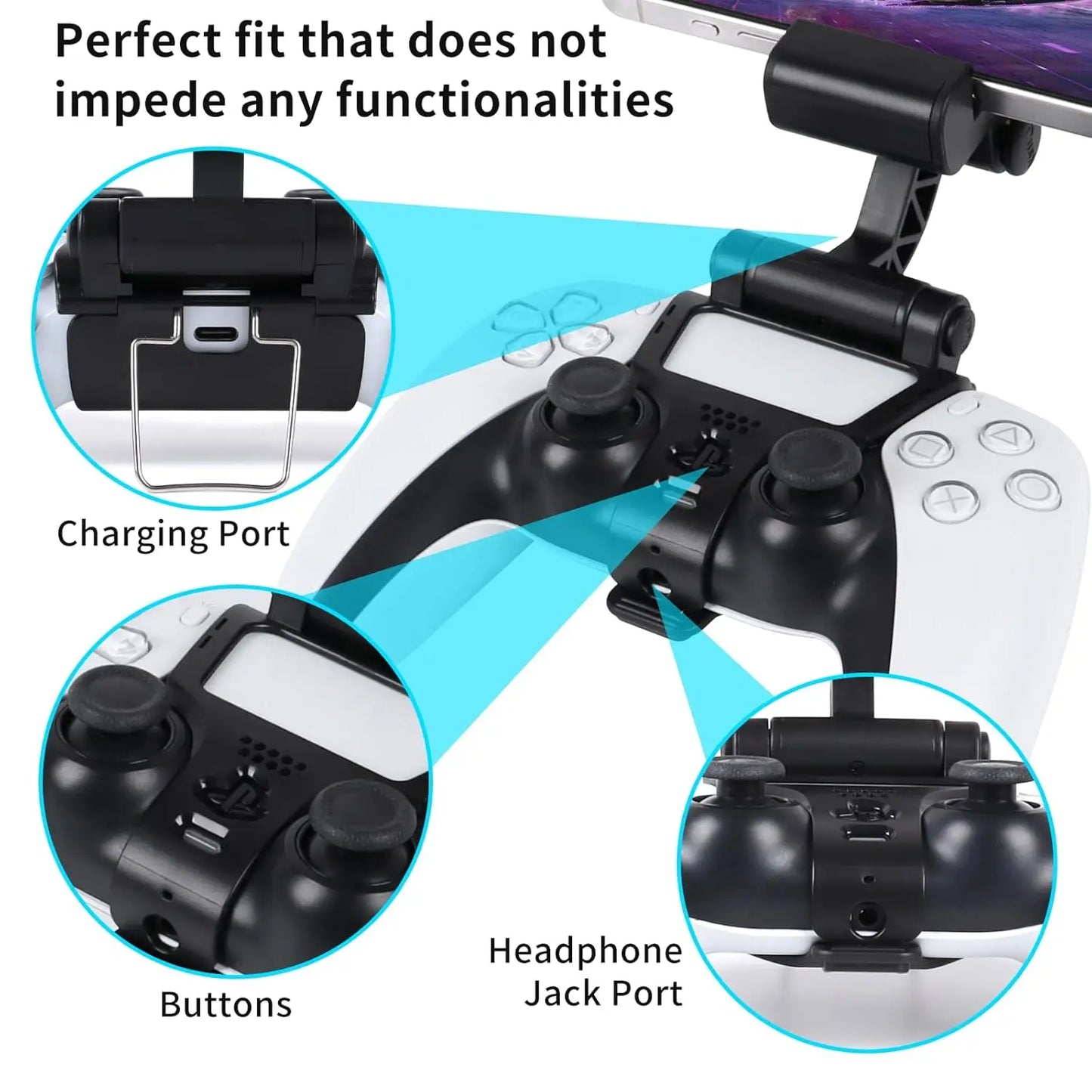 Adjustable Phone Clip for PS5 Controller – Mobile Gaming Mount for DualSense