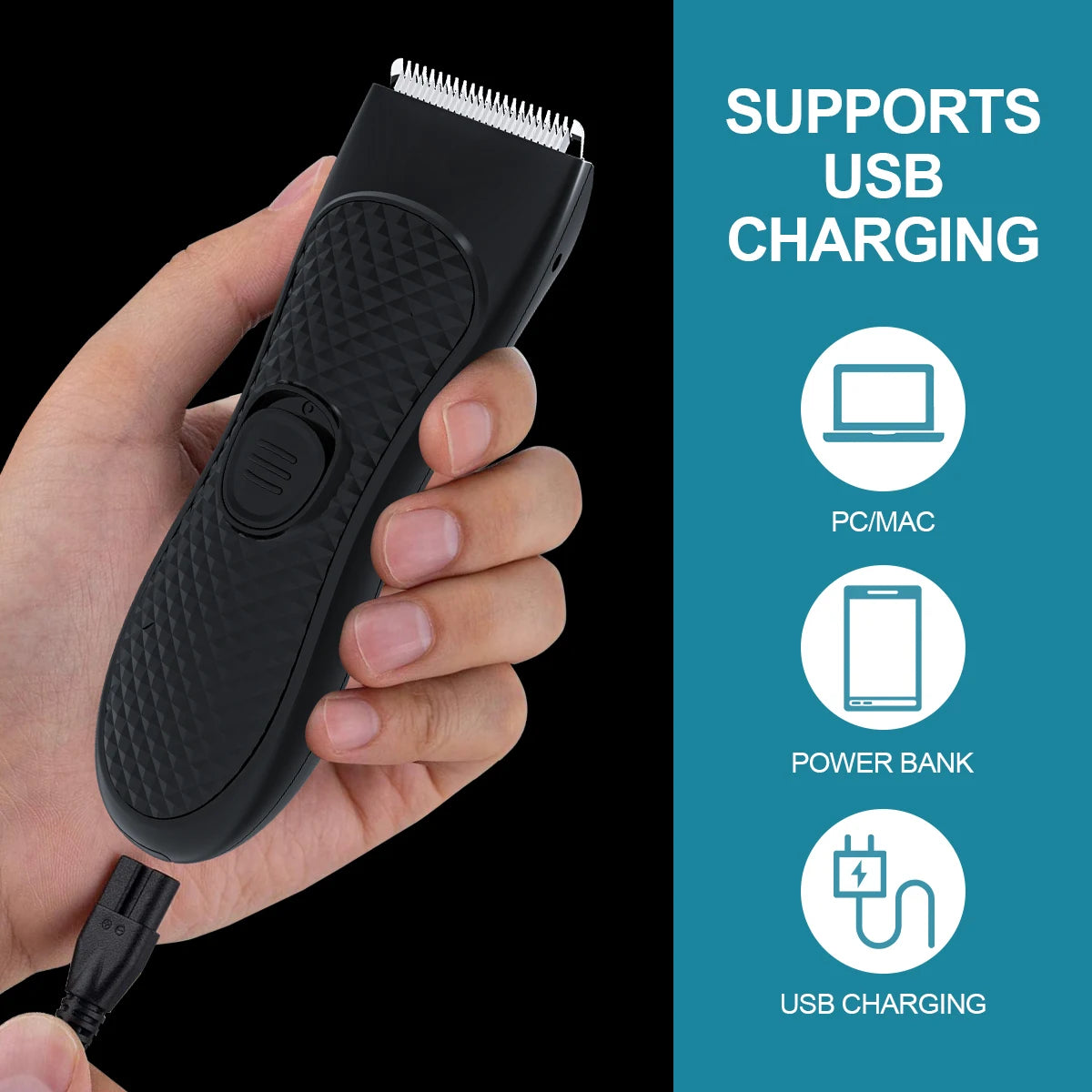 Cordless Waterproof Groin Hair Trimmer – Personal Electric Body Shaver for Men