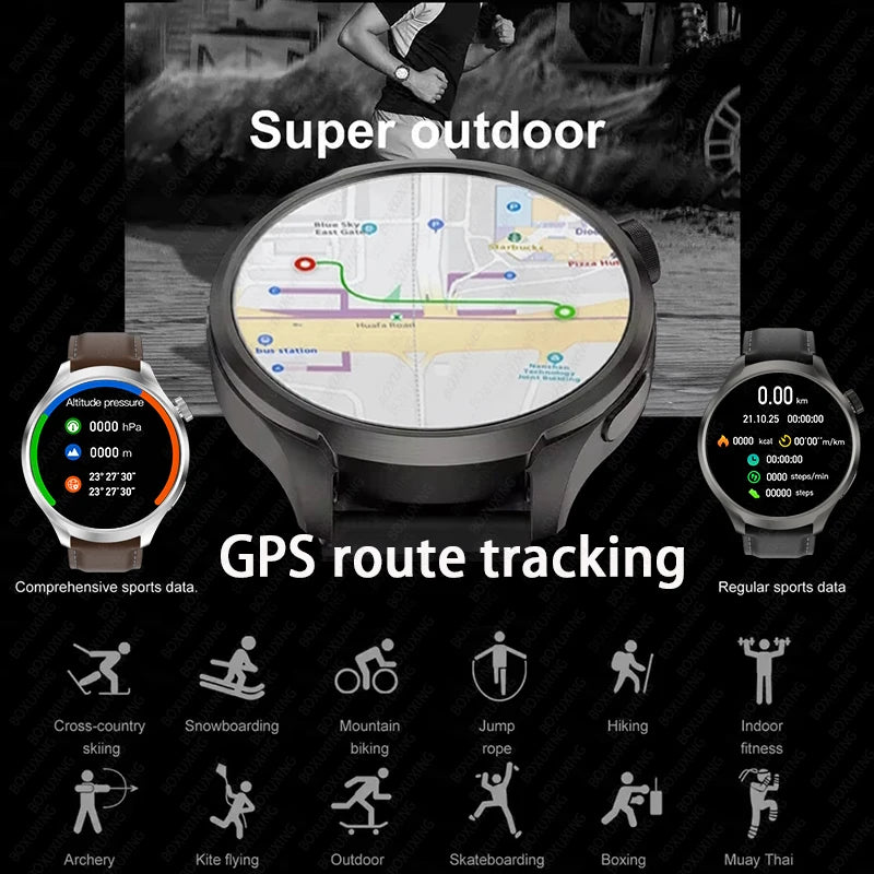 For Huawei 1.85-inch Smart Watch Men Sport Waterproof Fitness Heart Rate Watches Compass GPS Track NFC Bluetooth Call Smartwatch