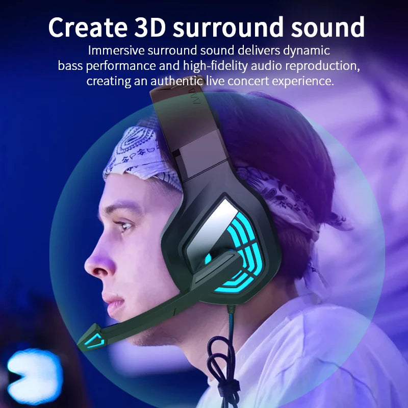 G7 LED Light Gaming Headset USB Stereo Surround Wired Noise Cancelling Microphone
