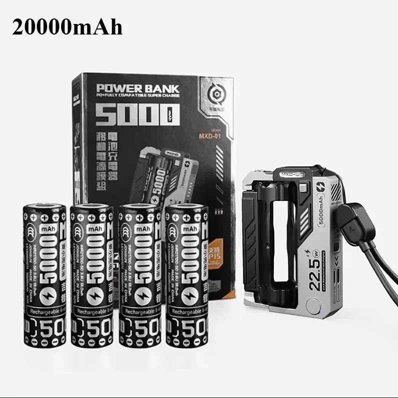 20000mAh Power Bank Removable Replaceable Battery Pack 22.5W Fast Charging External for iPhone Samsung Huawei