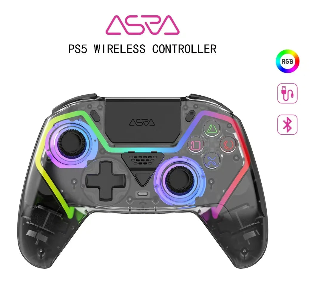 Transparent HG-04D Wireless Controller for PS5/PC/iOS/Android/Steam – BT 5.3, Macro, Touchpad, Hall Triggers