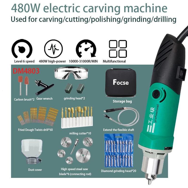 OCSE Engraver Drill  Variable Speed Rotary Tool  Mini Engraving Drill  Flexible Shaft Drill  Dremel Style Rotary Tool  Electric Engraving Machine  DIY