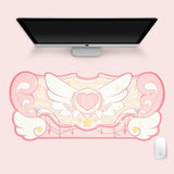 Pink SAKURA HEART Mouse Pad Non Slip Dark Star Wings Mouse Mats XXL Extra Large