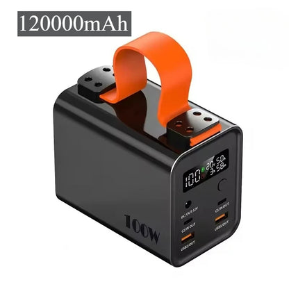 120000mAh 100W Fast Power Bank Portable USB C PD QC DC Large Capacity External Battery For iPhone Samsung Xiaomi Laptop