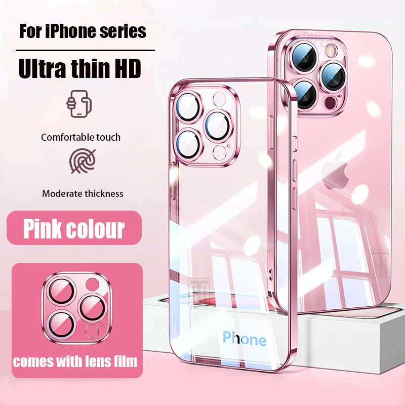 Official 17 Air Series Original Color Phone Case for iPhone 16 15 14 13 12 11 Pro Max Plus Transparent Simplicity TPU Soft