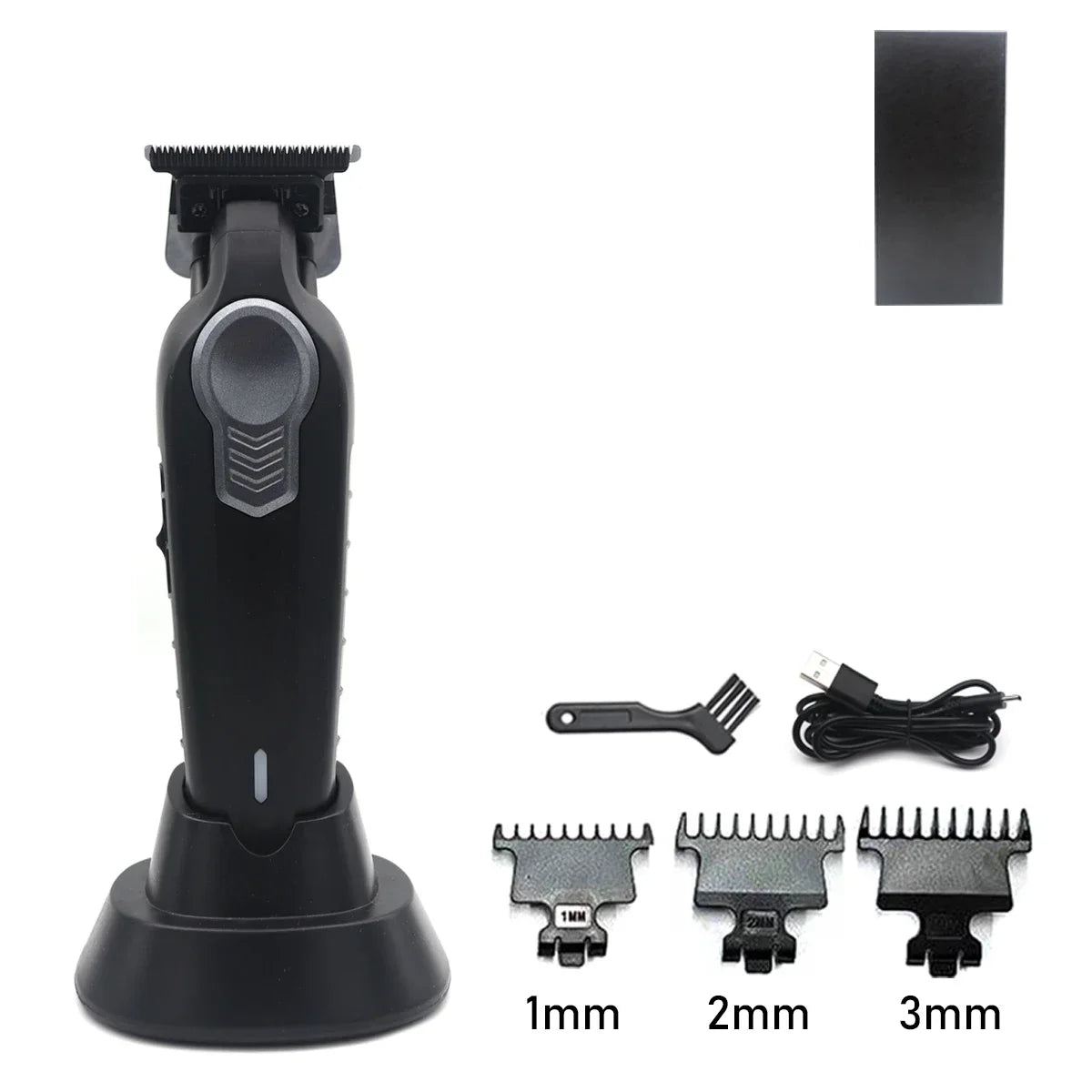 Professional T-Blade Hair Trimmer – USB Charging Base, DLC Blade, Beard & Hair Cutter