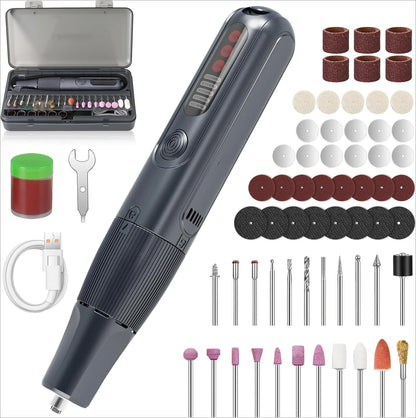 CreationSpace 8V Cordless Rotary Tool Kit – 5-Speed with Digital Display & Auto-Lock Chuck for Drilling & Engraving