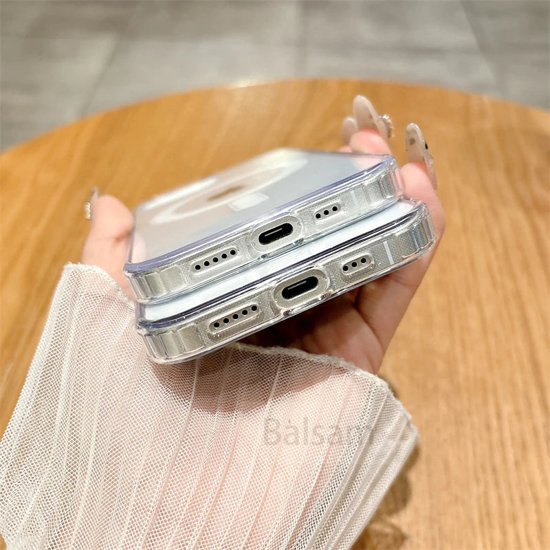 Acrylic Clear Magnetic Case For iPhone 16E 16 14 15 13 12 Mini 11 Pro XS Max XR 7 8 Plus For Magsafe Wireless Charge Hard